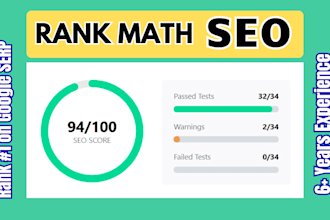 setup rank math plugin and do on page SEO