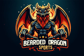 make bearded dragon sports logo for you with new concept