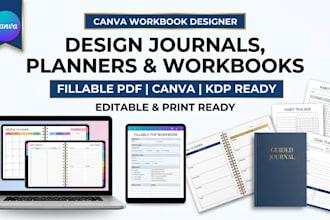 design journal planner workbook create fillable PDF workbook design on canva
