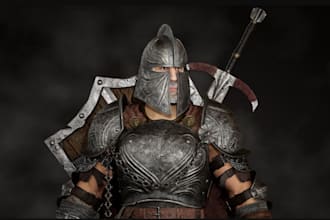mod aaa game character,body heavy armor,3d templar crusader style,warrior helmet