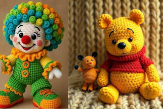 design cute custom soft toy plush doll stuffed animal crochet pattern amigurumi