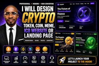 design a professional crypto token, coin, meme, ico website