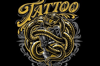 do high quality vintage tattoo crown snake logo