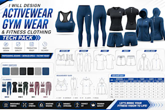 design activewear, gym wear and fitness clothing tech pack
