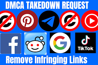 remove infringing content google,reddit,x,yt,tiktok,instagram,shopify by dmca