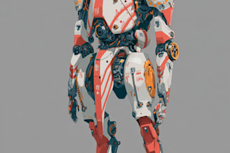 draw mecha robot armor character concept for you