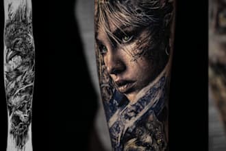 create unique realism tattoo design with my style