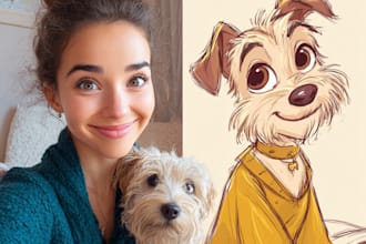 pet portrait into cute disney style
