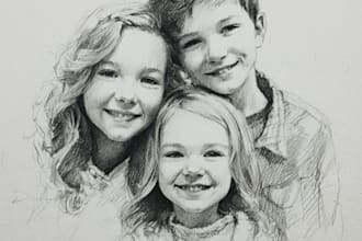 draw pencil sketch family portrait color pencil drawing