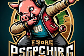 design high quality dabbing pig mascot logo with t shirt design