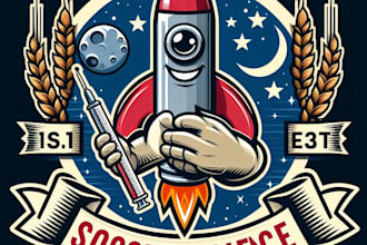 design high quality vintage rocket logo with t shirt design