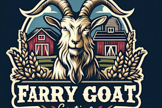 design high quality vintage retro farm goat logo with t shirt design