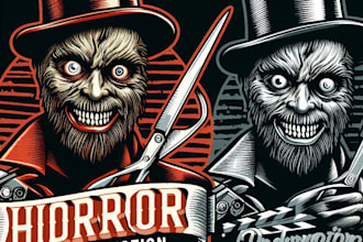 design high quality vintage horror film production logo with t shirt design