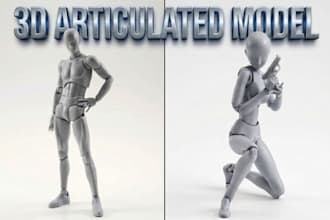 sculpt 3d articulated model, toy design bjd doll fidget flexi model for 3d print