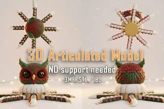 sculpt 3d articulated model, toy design for printing bjd doll fidget flexi model