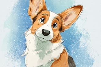 make disney pets portrait illustration in disney style