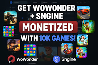 ads monetize your wowonder or sngine with up to 10k games