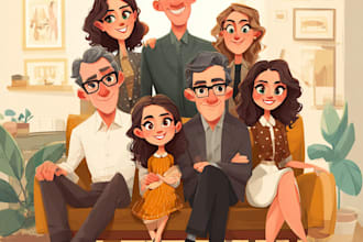 draw your family portrait as a cartoon
