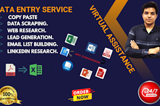 do data entry, web research, and lead generation
