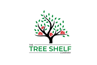 design fantastic wooden tree shelves logo