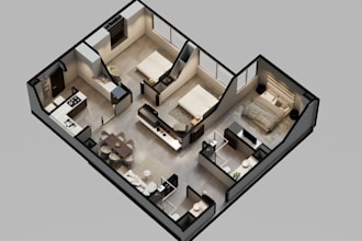 design 2d floor plan,3d interior layout,realistic rendering,unit house plan,cad