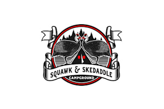 make perfect squawk and skedaddle campground logo