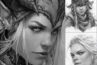 draw realistic fantasy character portrait