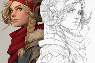 draw you a fantasy character, portrait, cartoon