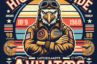 design vintage high altitude aviators mascot logo t shirt artwork