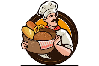 make an amazing handcrafted bakery badge logo with unlimited revision