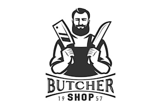 make an amazing butcher knife logo  for your business in 12 hours