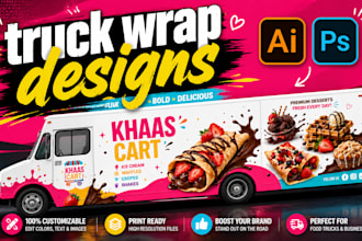 create outstanding food and semi trucks, trailer wrap design