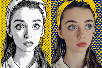 draw pop art portrait in roy lichtenstein style
