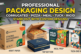 design a professional corrugated box packaging with dieline