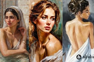 draw a custom portrait sketch, oil painting, couple or pet art