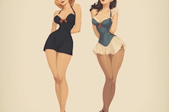 pin up girl and pin up girl illustration