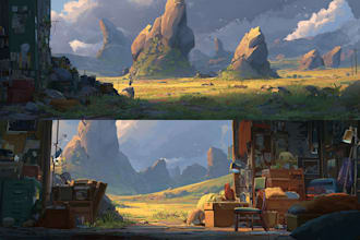 make stunning environment concept art and sci fi art
