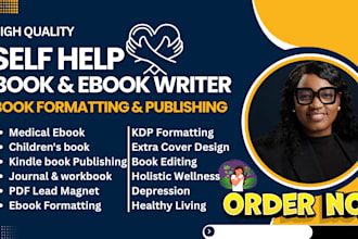 medical selfhelp ebook ghostwriting, pdf psychology life coach workbook design
