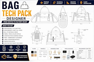 design bag tech pack fashion tech pack designer for bag manufacturing