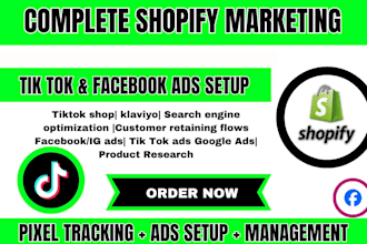 complete shopify marketing tik tok shop facebook ads sales funnel boost to sales