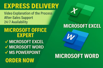 do your excel assignments and microsoft office projects