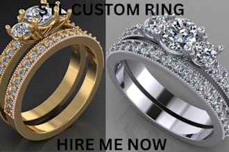 sculpt custom jewelry ring design, 3d stl ring model, engagement ring 3d model
