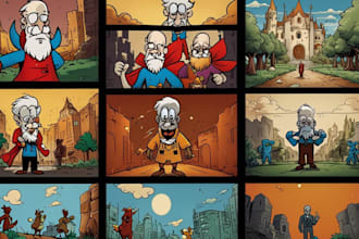 draw a web comic strip book graphics novel moodboard storyboard character design