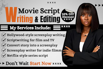 ghostwrite your movie script, screenwriting, screenplay, film script, tv series