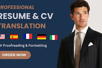translate your resume or CV to spanish italian german french professionally