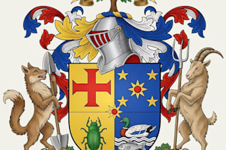 do custom emblem, coat of arms, family crest logo design for engraving