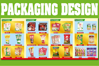 graphic design packaging, pouch packaging, standup pouch and label design