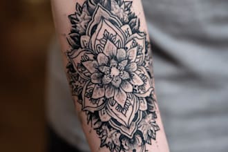 draw a beautiful watercolor flowers tattoo design for you