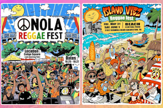draw a dope cartoon flyers and posters in various illustration design style