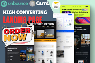 design unbounce landing page, carrd landing page, wix landing page, wix website